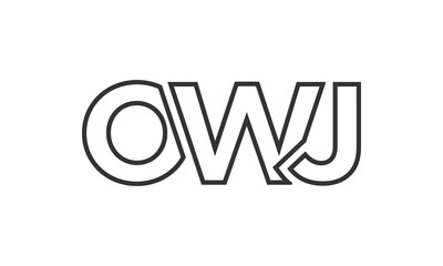 OWJ logo design template with strong and modern bold text. Initial based vector logotype featuring simple and minimal typography. Trendy company identity.