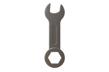 3d metal wrench tool icon. repair maintenance concept. minimal cartoon spanner tool mechanic for app icon web banner. isolated on white background. 3d render.