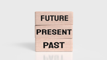 Past Present Future Timeline Concept Blocks 3d rendering.