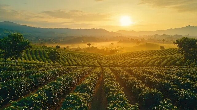 tropical armenia valle del cauca coffee plantation sunrise columbian landscape video