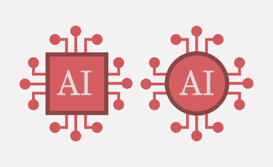 Horizontal Red AI Circuit Banner — Technology Line Pattern