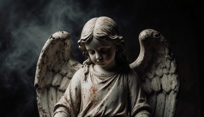 Obraz premium Mystical Stone Angel in Contemplation