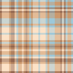 Fall tartan background fabric, carnival plaid pattern textile. Fuzzy check vector texture seamless in orange and light colors.