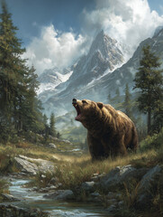 grizzly roaring bear