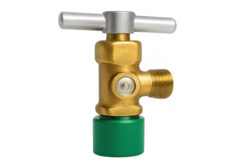 Brass gas valve for industrial cylinder transparent background