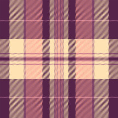 Love tartan check texture, doodle pattern plaid background. Man fabric textile seamless vector in pink and moccasin colors.