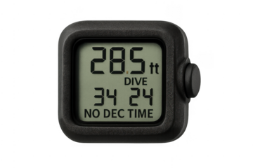 Dive computer displaying depth and no decompression limits