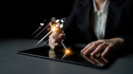 Startup business drives acceleration. business launch empowers growth, launch hits goal, launch...