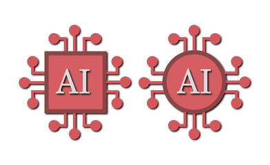 Repeated Red AI Circuit Icon — Tech Pattern Design