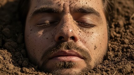 Surreal encounter with earth human subject outdoor setting close-up perspective themes of life and death