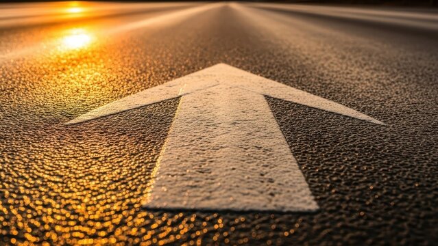 Driving forward road to progress sunset urban landscape inspirational photography perspective of growth