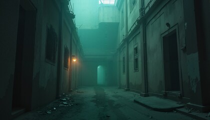 Obraz premium Mysterious Foggy Urban Alleyway