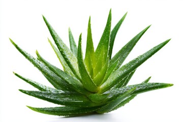 Fototapeta premium Aloe Vera: A vibrant Aloe Vera plant showcases its fleshy, pointed leaves against a backdrop, representing natural health and wellness. 