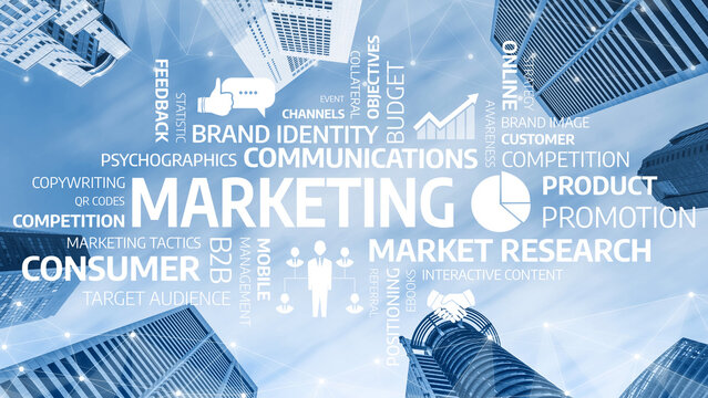 An engaging visual representation of marketing concepts, showcasing skyscrapers and creative graphics, ideal for modern business and strategy discussions. Tessel - Powered by Adobe