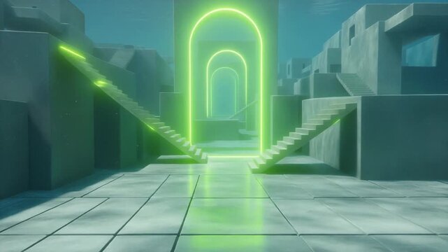 futuristic neon liminal space