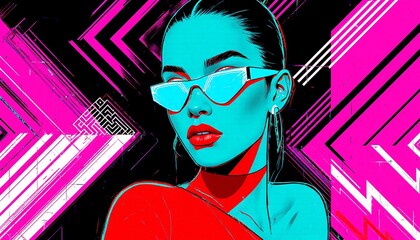 Futuristic Neon Pop Art Portrait