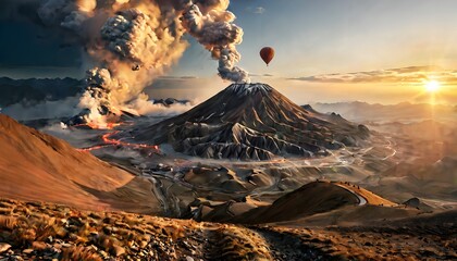 Volcanic Eruption at Sunset View.
