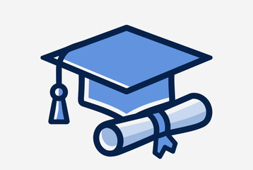 Blue graduation cap and diploma education vector illustration
