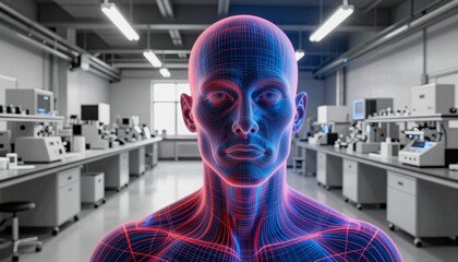 Futuristic Human in Laboratory Setting