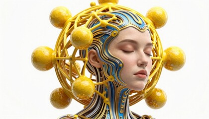 Futuristic Human-Technological Synthesis