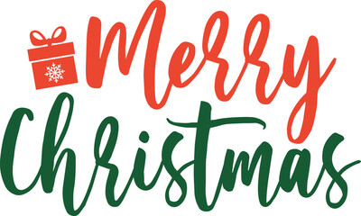 Merry Christmas typography clip art design on plain white transparent isolated background for card, shirt, hoodie, sweatshirt, apparel, card, tag, mug, icon, poster or badge