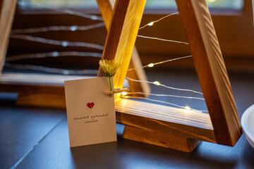 Postcard with mothers day greetings in russian before new years eve © Georgy