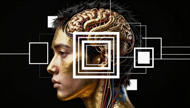 Human Brain Merged with Technology - Powered by Adobe