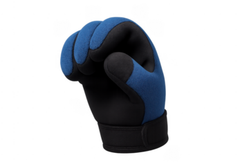 Blue and black neoprene sport glove fist isolated