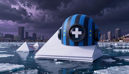 Surreal City Skyline with Pyramids