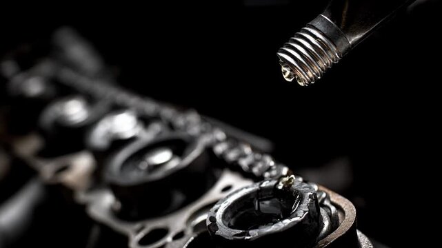 Medium shot showing ceramic hard coating being applied on automotive engine parts to improve heat resistance and durability under high stress.