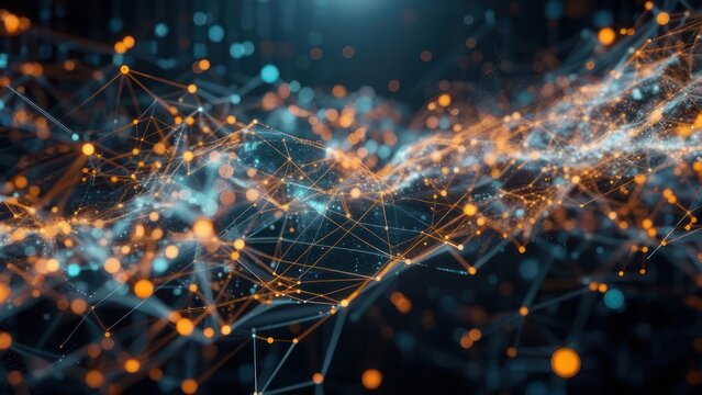 Abstract Network Connection - A Digital Web of Interconnected Data Points.