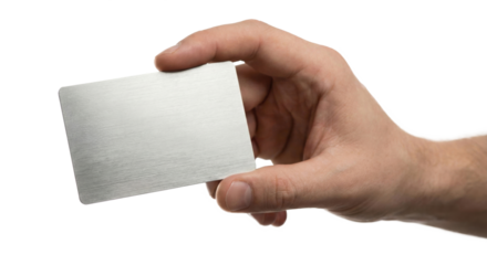 Hand Holding Blank Silver Metal Credit Card Premium Banking