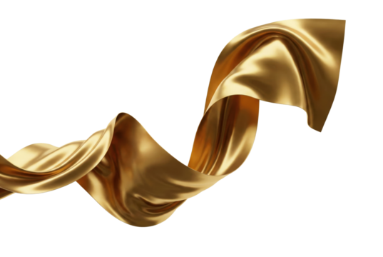 Abstract Golden Silk Fabric Flying Flowing Cloth Luxury Texture