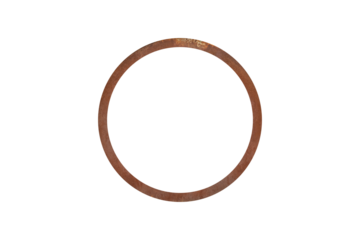 Rusty circular metal ring is isolated.