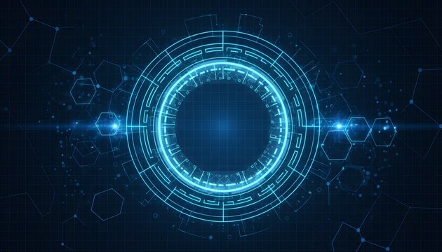 A glowing blue cloud computing symbol with intricate circuitry, emitting digital rain onto a futuristic platform.