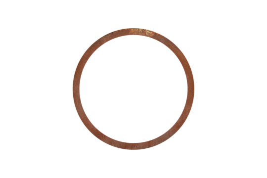 Rusty circular metal ring is isolated.