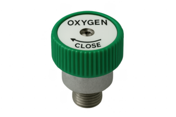 Medical oxygen valve knob controlling gas flow