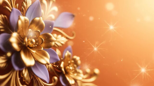 Hindu Wedding Invitation Golden Floral Design with Sparkling Accents for a Special Ceremony