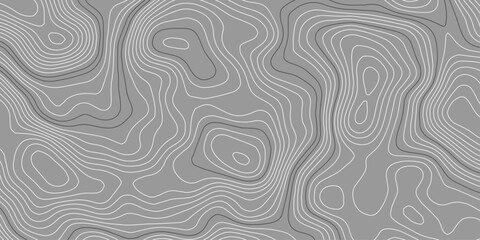 Abstract wavy curve geography topography lines contours map background. Topography white wave lines vector background.	