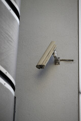 Details of Security Cameras on different buildings. Hamburg city near Hamburg Port.