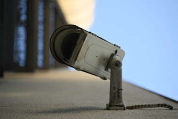 Details of Security Cameras on different buildings. Hamburg city near Hamburg Port.