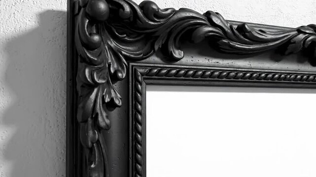 Antique ornate black frame empty interior blank space copy area