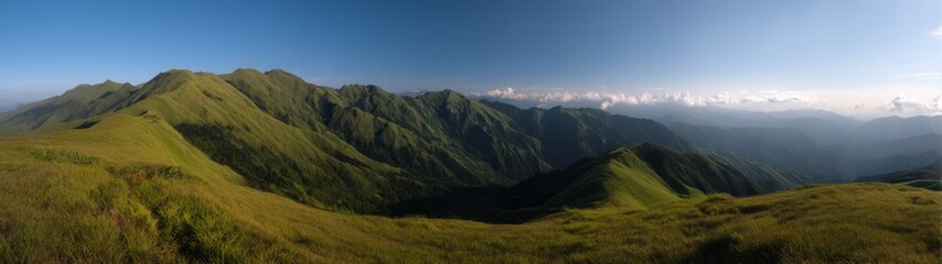 Fototapeta premium Breathtaking hdr panorama of mountain landscape nature scene high altitude