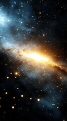 Fototapeta premium A vibrant and artistic depiction of a galaxy, filled with glowing stars and nebulas, set against a dark, cosmic backdrop.