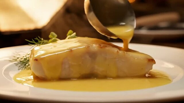 Smooth gourmet sauce finish with cinematic sheen