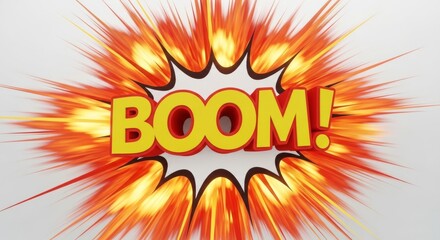 Boom! comic book explosion text on white background