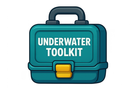 Underwater toolkit vector illustration for equipment repair