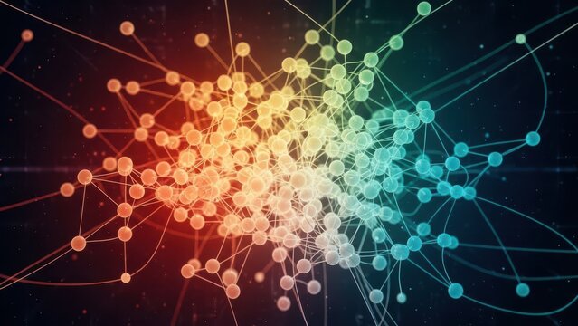 Vibrant network connections with colorful gradient glow