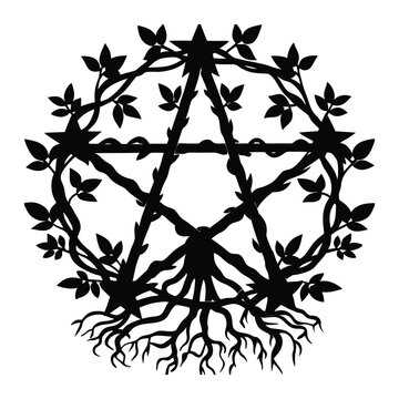 Witchcraft Pentacle with Roots and Branches Icon