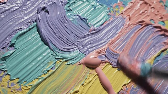 Textured pastel paint strokes abstract macro swirl pattern